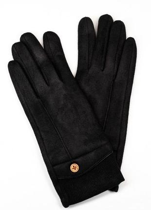 Чорні рукавички із вставкою на манжетах