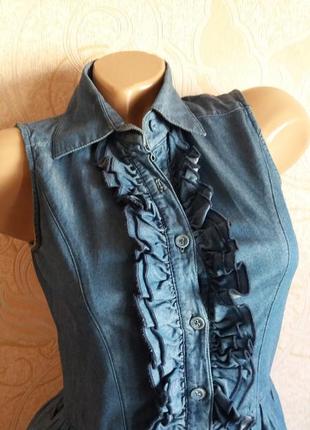 Стильное джинсовое летнее тонкое платье рубашка4 фото