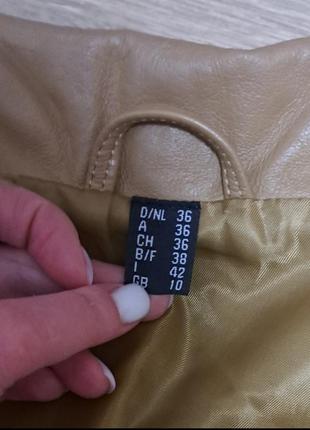 Стильная кожаный удлиненный пиджак-жакет7 фото