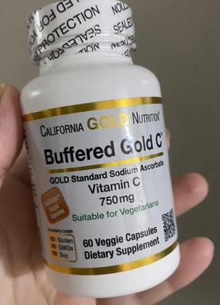 Gold c буферизованный витамин с, 750 мг, сша, аскорбат натрия, 60 капсул1 фото