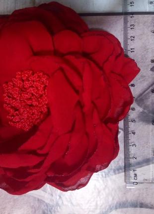 Червона квітка брошка д14см7 фото