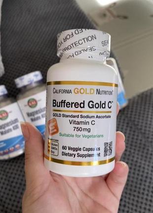 Gold c буферизованный витамин с, 750 мг, сша, аскорбат натрия, 60 капсул3 фото
