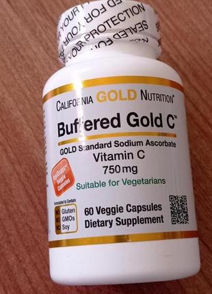 Gold c буферизованный витамин с, 750 мг, сша, аскорбат натрия, 60 капсул4 фото