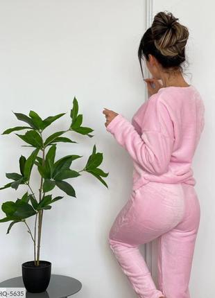 Пижама женская махровая однотонная3 фото