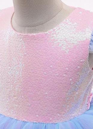 Платье в стиле единорога розовое в пайетках3 фото