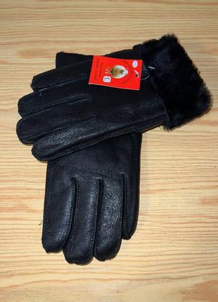 Чоловічі натуральні шкіряні рукавички на овчині хутряні зимові шкіряні рукавички на хутрі