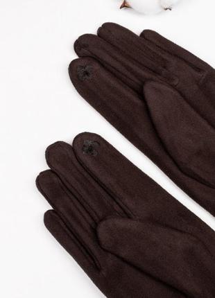 Коричневые кашемировые перчатки с вставкой3 фото