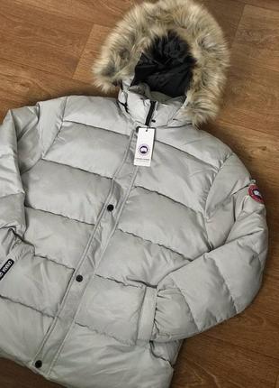 Куртка canada goose світло-сірого кольору з хутром2 фото