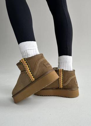 Ugg ultra mini braid platform boot brown угги уггі