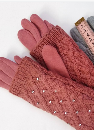 Женские теплые перчатки на флисе и митенки   2 в 1, новые, разные расцветки4 фото