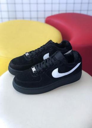 Nike air force 1 low black fur2 фото