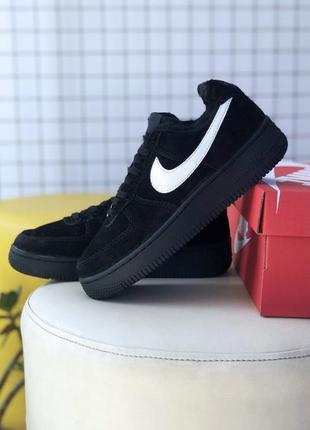 Nike air force 1 low black fur7 фото