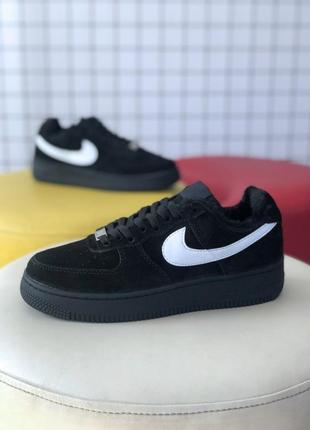 Nike air force 1 low black fur4 фото