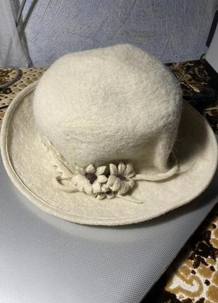Маленькая натуральная тёплая  фетровая шляпа1 фото