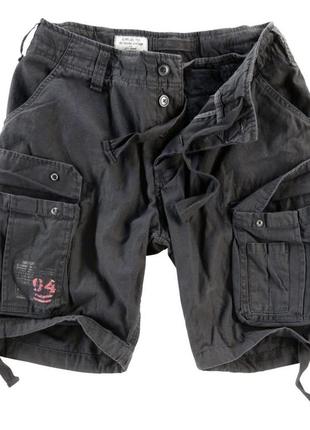 Мужские шорты surplus airborne vintage shorts black черные хлопковые повседневные шорты карго сурплюс
