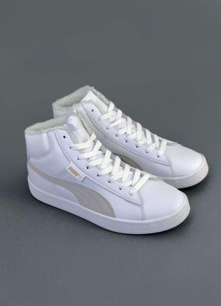 Кросівки зимові puma corduroy classic mid white winter fur2 фото