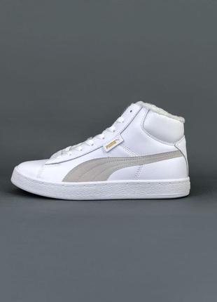 Кроссовки зимние puma corduroy classic mid white winter fur