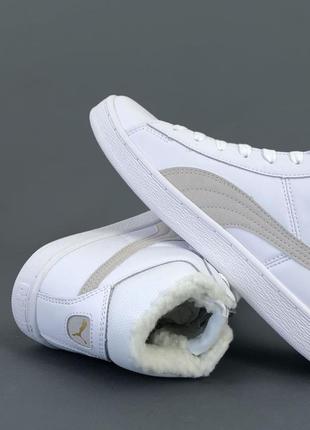 Кросівки зимові puma corduroy classic mid white winter fur5 фото