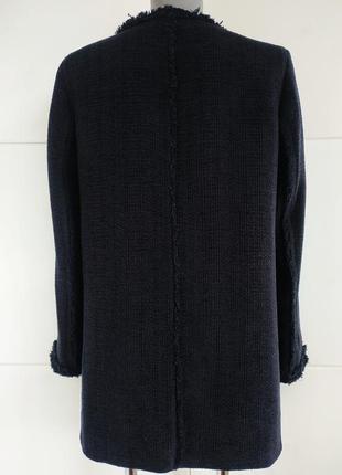 Пальто из твида  zara черного цвета с карманами2 фото