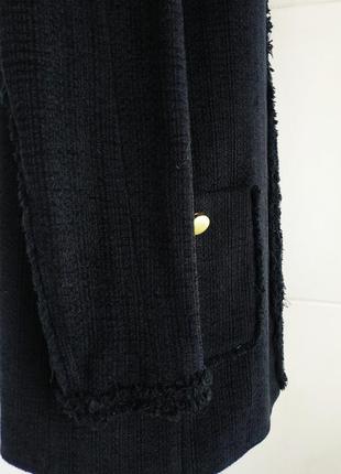 Пальто из твида  zara черного цвета с карманами6 фото