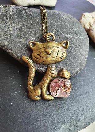 Кулон кіт в стилі стімпанк steampunk