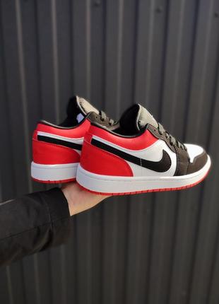 Кроссовки nike air jordan retro 1 low white red black4 фото