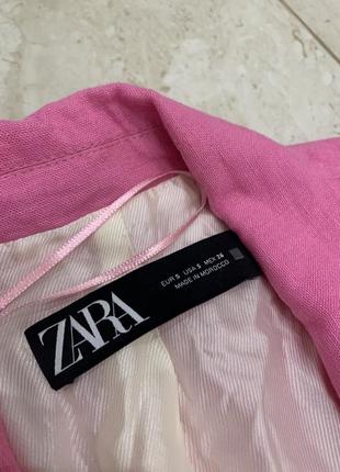 Льняной блейзер пиджак zara розовый женский жакет8 фото