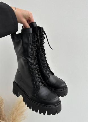 Распродажа натуральные кожаные зимние черные высокие ботинки - берцы 37р.4 фото