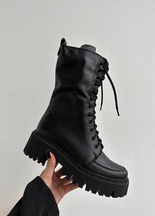 Распродажа натуральные кожаные зимние черные высокие ботинки - берцы 37р.2 фото