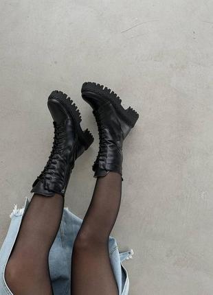 Распродажа натуральные кожаные зимние черные высокие ботинки - берцы 37р.5 фото