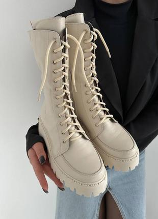 Натуральні шкіряні зимові високі черевики - берці