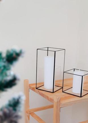 Скляні геометричні свічники набір з 2х. подарунковий новорічний підсвічник. подарунковий набір.5 фото