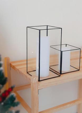 Скляні геометричні свічники набір з 2х. подарунковий новорічний підсвічник. подарунковий набір.2 фото