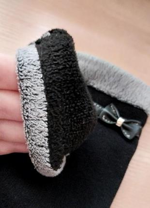 Стильные теплые женские перчатки на флисе плотном утепленные флисом перчатки черные зимние женские перчатки с флисом5 фото