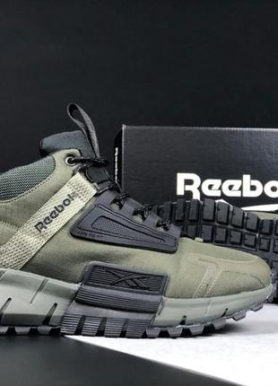 Reebok zig kinetica fit кросівки жіночі шкіряні відмінна якість зимові з хутром хакі з чорним ботінки сапоги високі теплі рібок зима3 фото