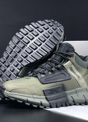 Reebok zig kinetica fit кросівки жіночі шкіряні відмінна якість зимові з хутром хакі з чорним ботінки сапоги високі теплі рібок зима2 фото