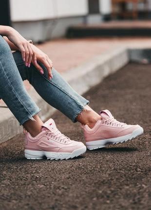 Женские кроссовки fila disruptor 2 pink \ white3 фото