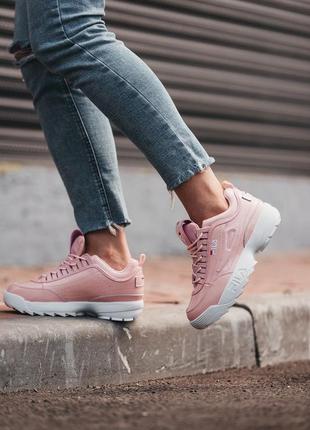 Женские кроссовки fila disruptor 2 pink \ white7 фото