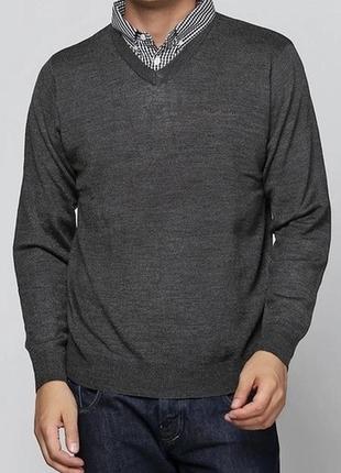Пуловер - свитер pierre cardin с белым воротником в рубчик