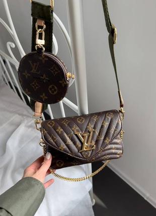 Женская сумка lv wave multi pochette brown khaki8 фото