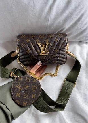 Женская сумка lv wave multi pochette brown khaki5 фото