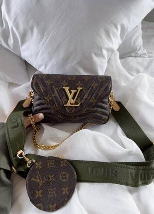 Женская сумка lv wave multi pochette brown khaki1 фото