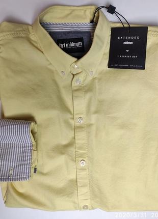 Рубашка minimum l premium cotton новая желтая-лимонная1 фото