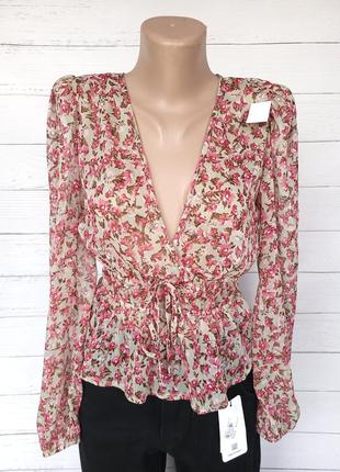 Блуза укороченная с цветочным принтом stradivarius.3 фото