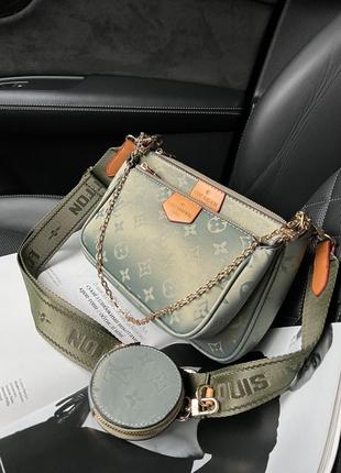 Жіноча сумка lv multi pochette olive8 фото