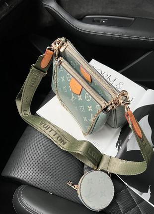 Жіноча сумка lv multi pochette olive7 фото