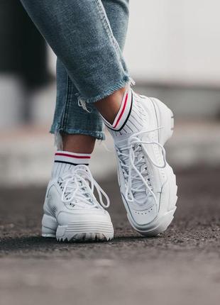 Жіночі кросівки fila disruptor 2 socks white6 фото