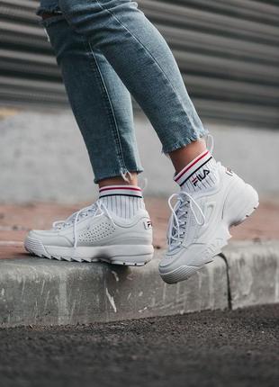 Жіночі кросівки fila disruptor 2 socks white5 фото