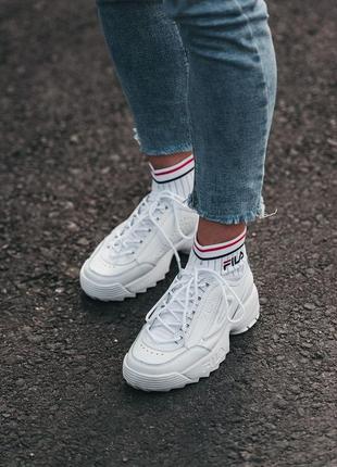 Жіночі кросівки fila disruptor 2 socks white7 фото