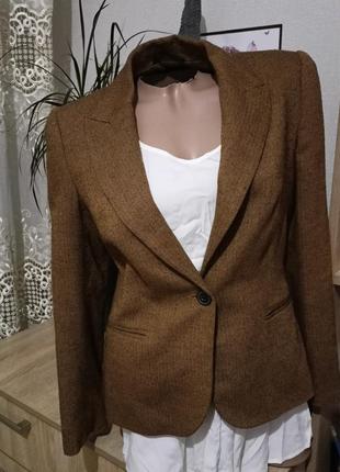 Винтажный твидовый пиджак ёлочка,жакет приталенный2 фото